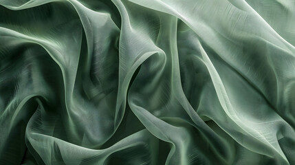 Seasonal Autumn Background with Fine Woven Fabric. Ripples and Folds form a Wavy Grey Green Texture background. Generative AI.