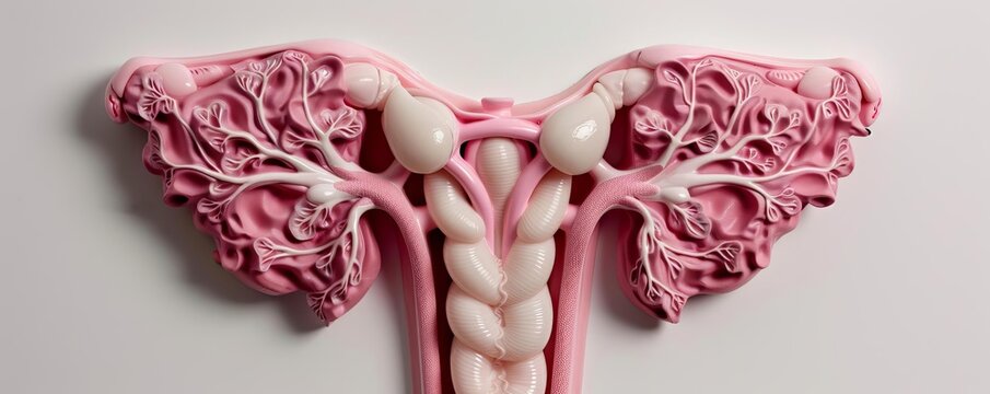 3D illustration of human ovary.