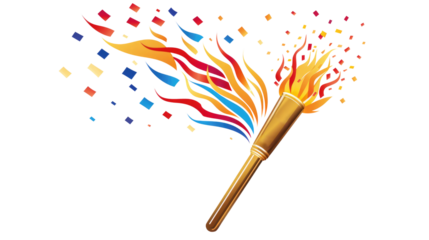 Torch flame icon or symbol design on transparent