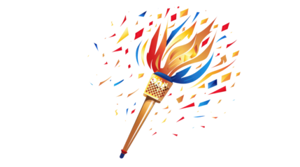 Torch flame icon or symbol design on transparent