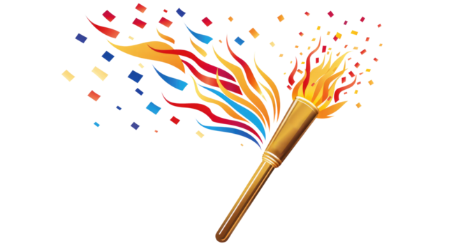 Torch flame icon or symbol design on transparent