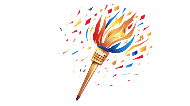 Torch flame icon or symbol design on transparent
