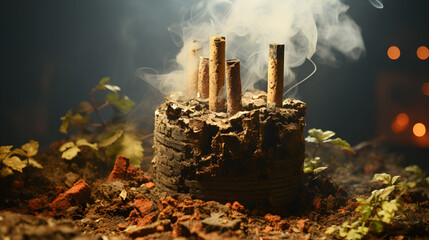 illustration concept visualized Cigarettes destroy health on world no tobacco day.