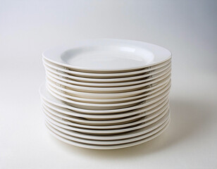 Obraz premium Pile d'assiettes sur fond blanc