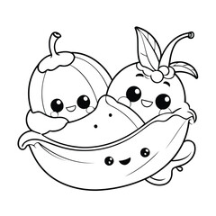 Adorable banana split doodle for kids page.eps