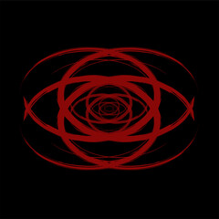 Vector black red abstract op-art art element. Optics, visual arts, artistic elements, spirals.