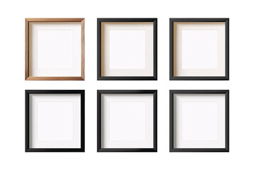 a group of black and white frames