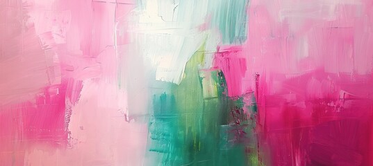 painting pink and green abstract banner
