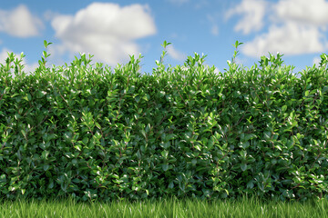 A high hedge wall against the sky