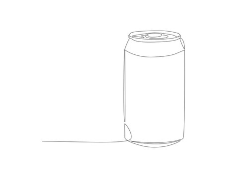 recommend clip art: Continuous line drawing of soda aluminum can. One line of aluminum can. Soda refreshing drink concept continuous line art. Editable outline.