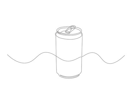 recommend clip art: Continuous line drawing of soda aluminum can. One line of aluminum can. Soda refreshing drink concept continuous line art. Editable outline.