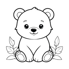 Adorable bear hand drawn for children coloring page.eps