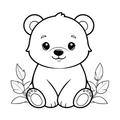 Adorable bear hand drawn for children coloring page.eps