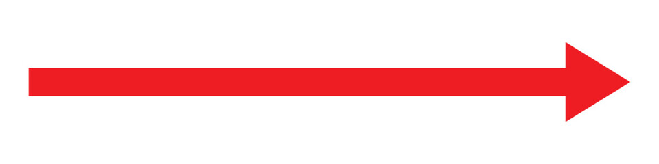  Long arrow icon . Red horizontal single arrow. right red long arrow . Vector illustration.