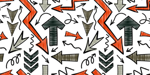 Multi colored seamless pattern with various chalk arrow