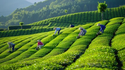 Scenery of the tea plantation in Obuchi Sasaba, Fuji City, Shizuoka Prefecture.