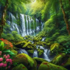 Naklejka premium waterfall in the forest