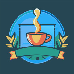 coffee shop logo, vector illustration flat 2