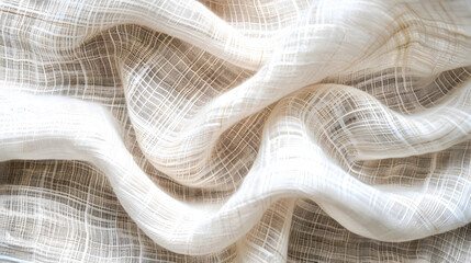White cotton fabric cloth natural hand-woven burlap texture linen textile background. Generative AI.
