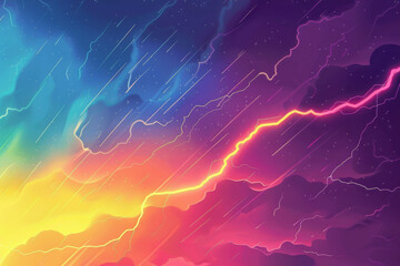 Obraz premium colorful lightning effect rainbow gradient 2d comic style