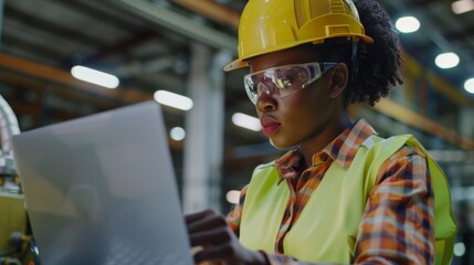 Engineer Reviewing Blueprints in Factory