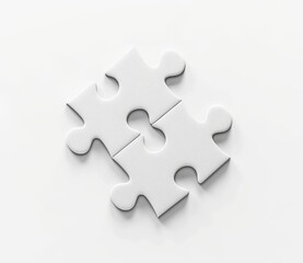 Puzzle pieces scattered on the table with a clean white background
