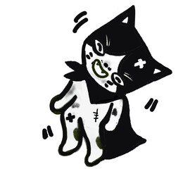 cat black and white laugh