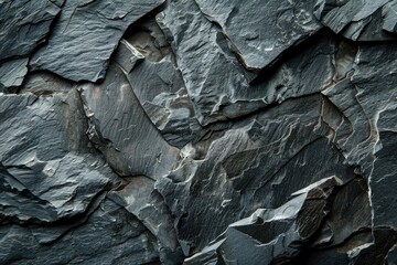 Closeup of a stack of dark Bedrock rocks, resembling an automotive tire pattern