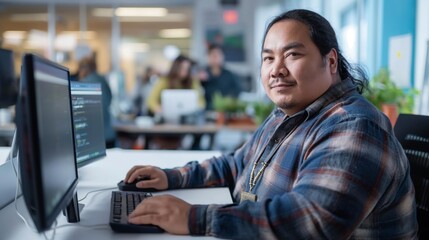 Native American Male Developer at Work