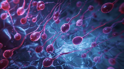 Macro photography view of cells from electron microscope with abstract shapes and pattern.