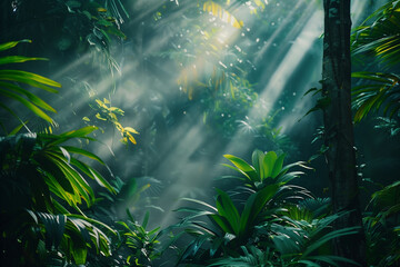 Obraz premium Tropical jungle landscape as a background