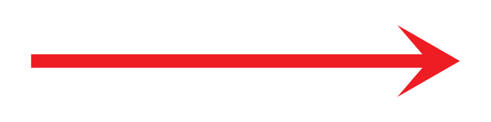 Obraz premium Long arrow icon . Red horizontal single arrow. right red long arrow . Vector illustration.