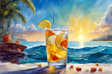Obraz premium drink on the beach