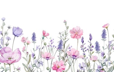 Obraz premium watercolor wildflower border