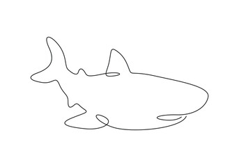 Shark fish continuous single line drawing vector illustration. Premium vector