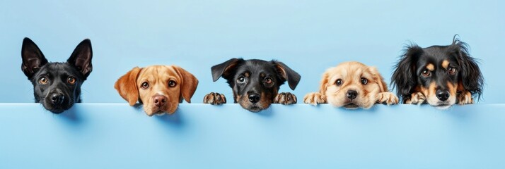 Cute dog peeping with plain background.