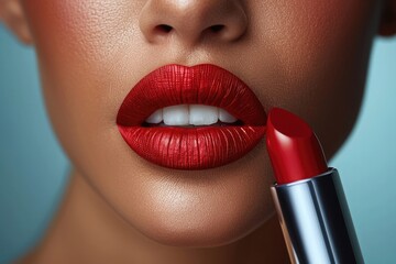 closeup of lips and red lipstick