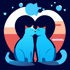 love cats, vector illustration flat 2