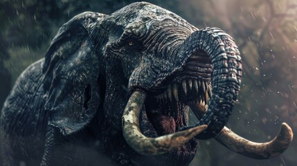 Angry monster elephant scary background wallpaper AI generated image