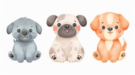 Dog. Flat vector illustration of cute animal. Baby nursery art.