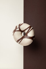 donut on black and white background