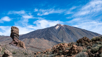 the mountain Pico del Teide on a sunny day with blue sky