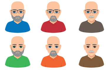 portrait of bald and old man set