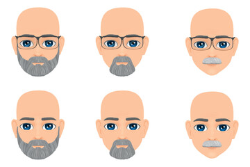 bald and old man head set