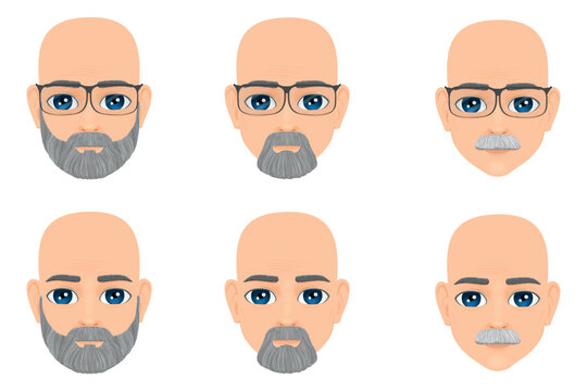bald and old man head set