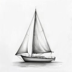 Watercolor painting of sailing boat.