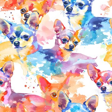 watercolor, cute and happy Pomeranians pattern on white background