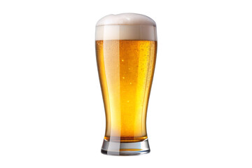 Isolated Glass of Beer: A filled beer glass isolated on a transparent background, showcasing its golden color and frothy head, great for brewery advertisements and beverage illustrations.
