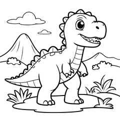 Adorable Dino drawing colouring book cover design.eps