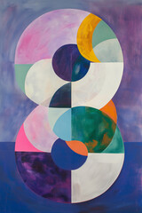 Colorful abstract painting with number eight.